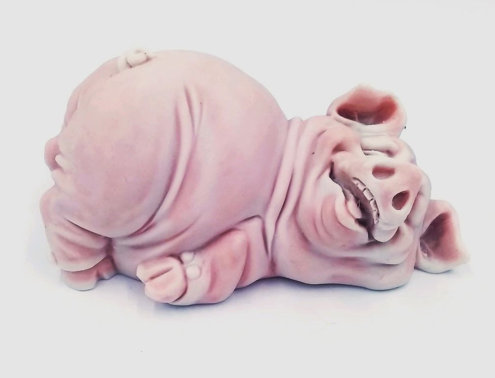Статуэтка фигурка Свин лежит шарж 10см мраморная крошка  #1