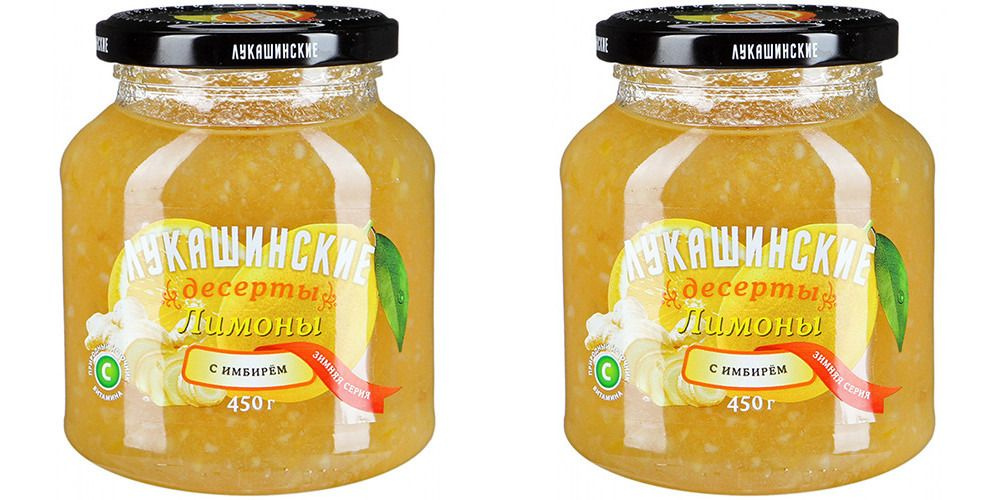 Лукашинские Фруктовые консервы Лимоны с имбирем Зимняя серия, 450 г, 2 шт  #1
