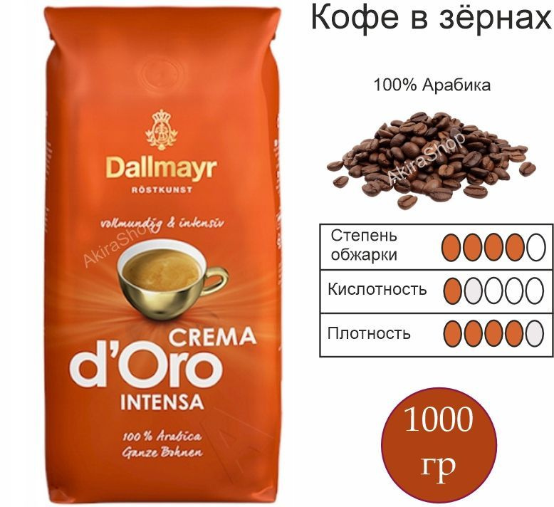 Кофе в зернах Dallmayr Crema d'Oro Intensa, Арабика 100%, 1000 гр. Германия  #1