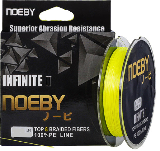 Noeby, Шнур Infinite II 8 Braid Yellow, 150м, 1.0, 0.181мм, 16lb #1