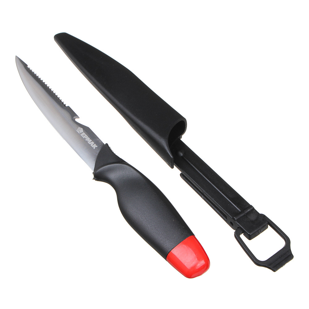 Нож нетонущий для рыбалки и туризма c ножнами, Ермак нерж. сталь, клинок 14 см, походный  #1