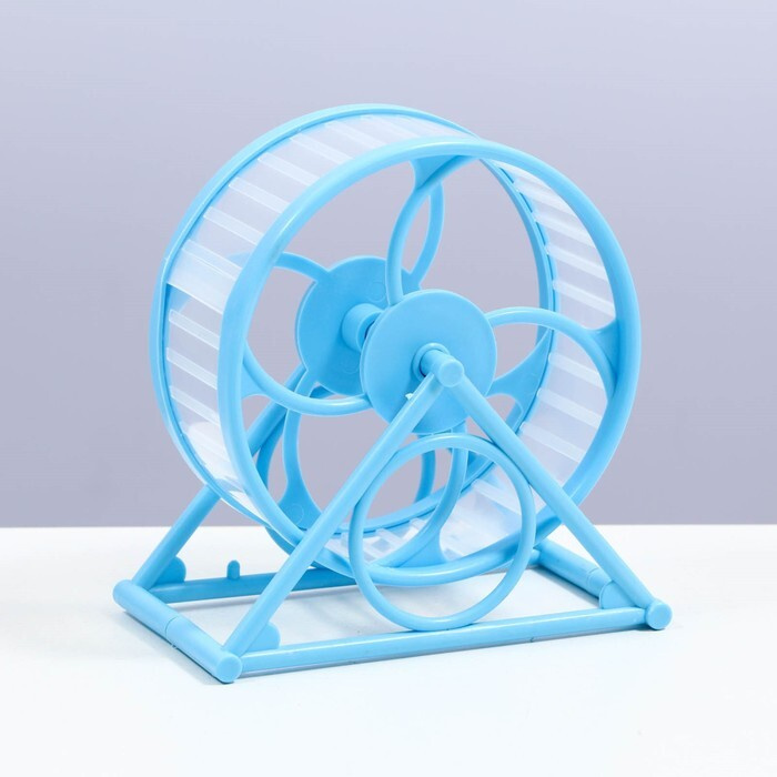 Колесо на подставке для грызунов, диаметр колеса 12,5 см, 14 х 3 х 9 см, голубое  #1