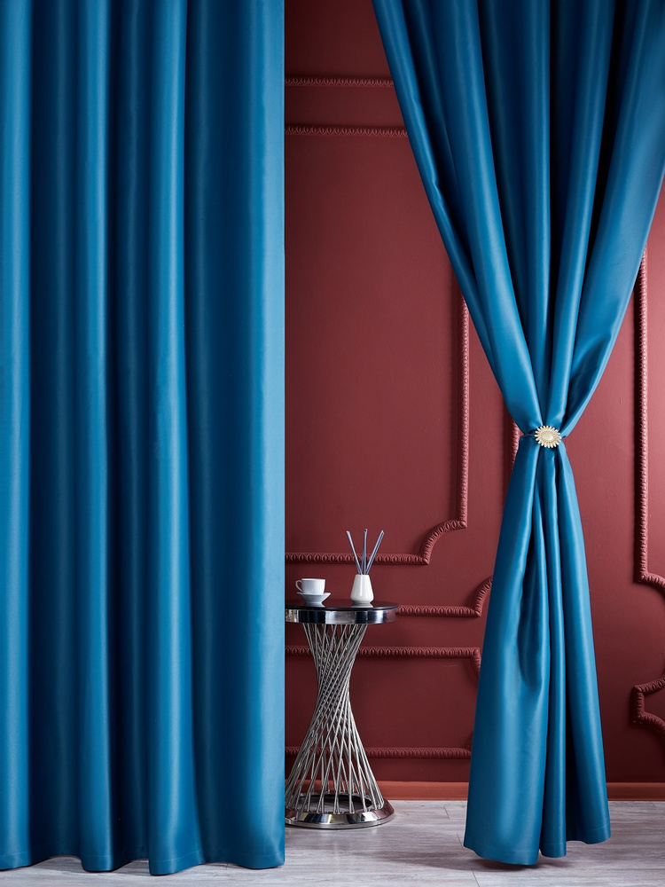 Айвори Комплект штор Блэкаут-Жасмин 270х400см, тёмно-бирюзовый  #1