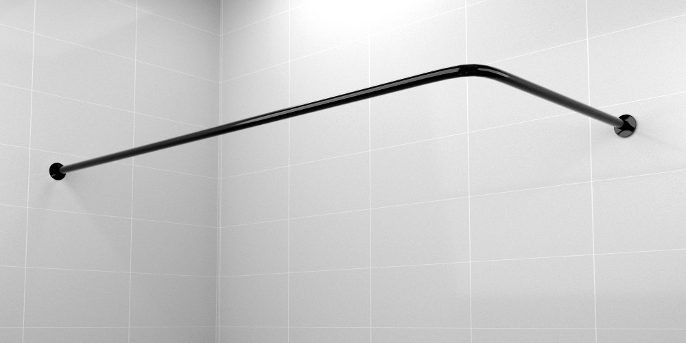 Карниз для ванной угловой 180x70см Г-образный, Усиленный, цельнометаллический из нержавейки черного цвета #1