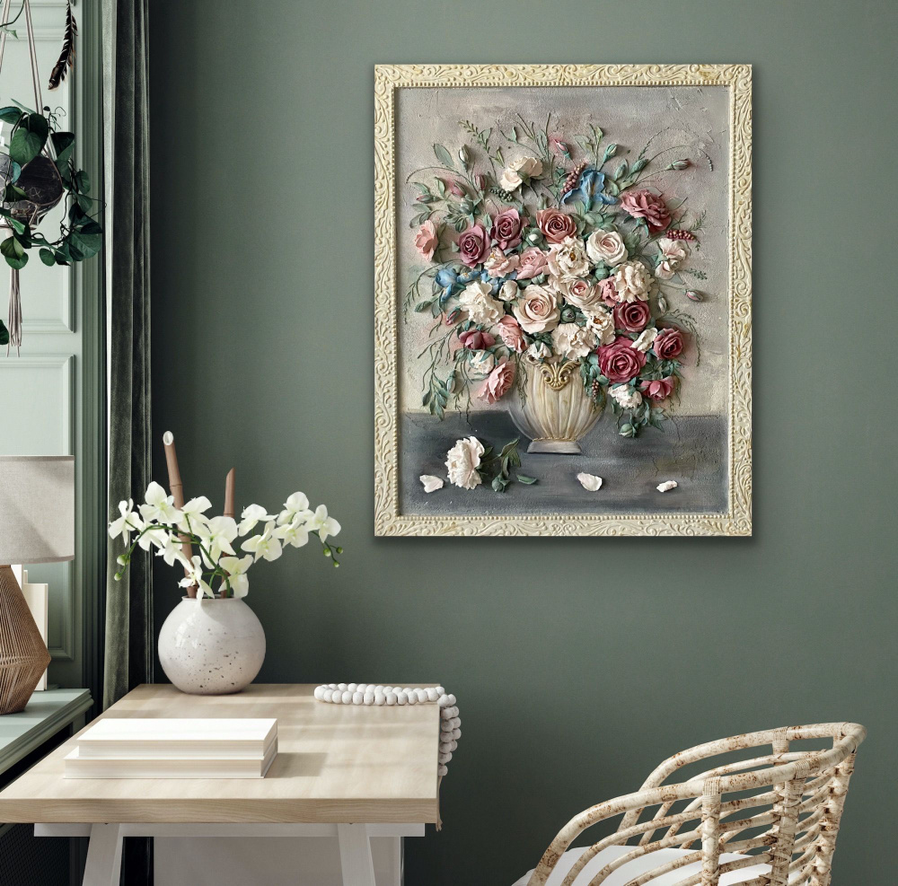 Картина "Цветы в вазе", 81  х 66 см #1