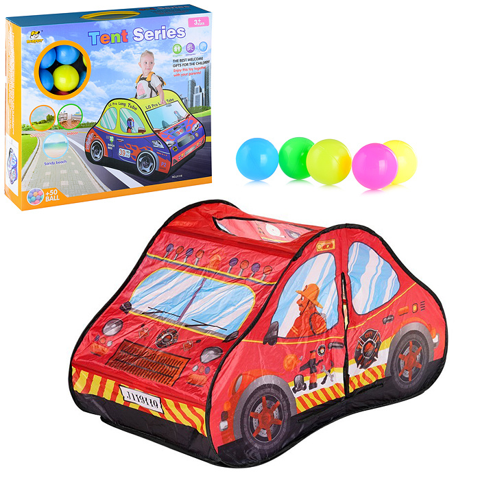 UralToys Палатка игровая детская с шариками (50 шт) 118х68х72 см "Машинка" J1114 в коробке  #1