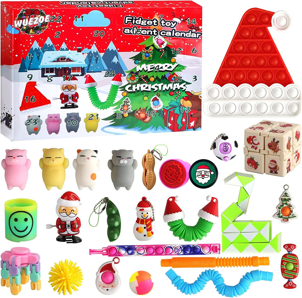 Адвент - календарь с игрушками антистресс на 12 дней. Рождественский набор Fidget Toy advent calendar. #1
