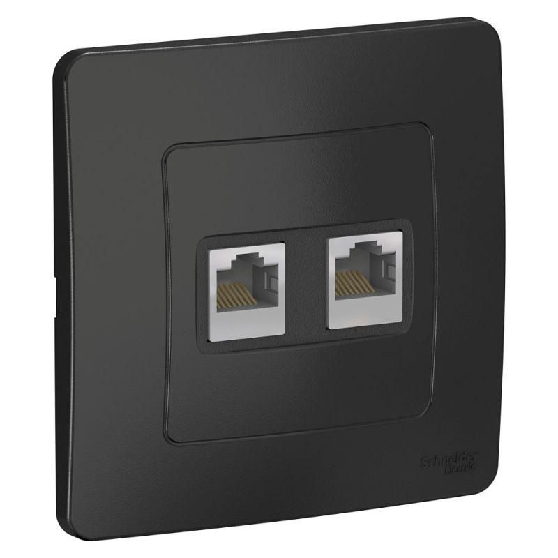 Schneider Electric BLANCA Антрацит Розетка 2-местная компьютерная RJ45 ...