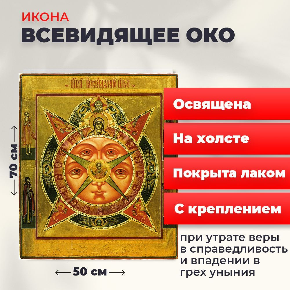 Освященная икона на холсте "Всевидящее око Божие", 50*70 см  #1