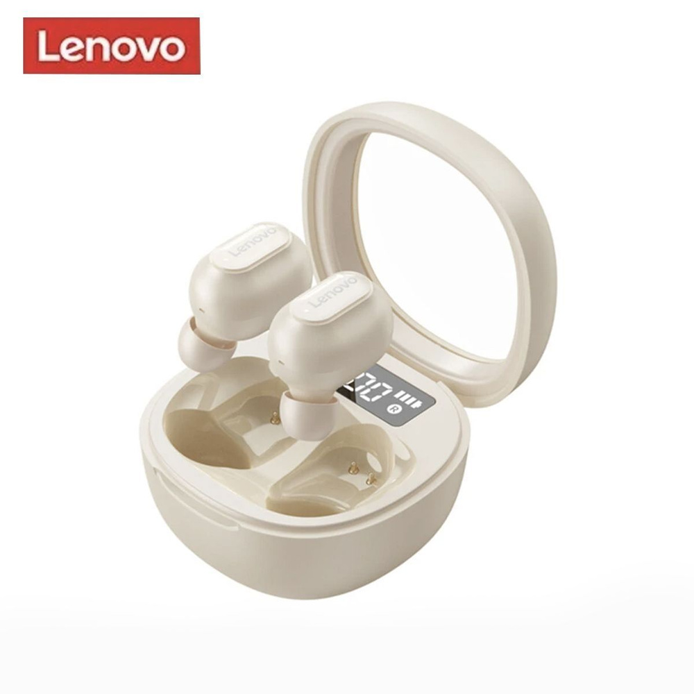 Беспроводные наушники Lenovo Bluetooth с шумоподавлением премиум гарнитура леново, бежевый цвет  #1