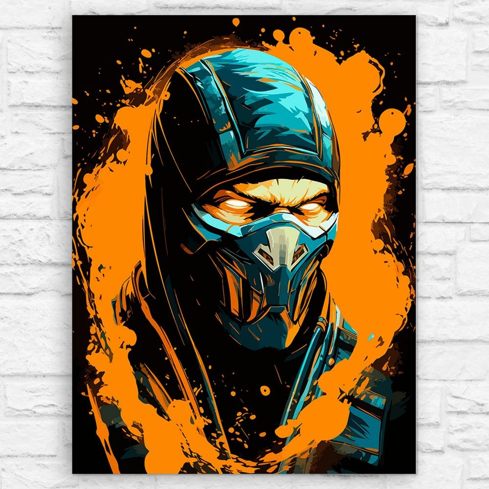 Картина по номерам на холсте игра Mortal Kombat (Sub Zero, Сабзиро PS, PC,  XBOX, Switch) - 12598 В 30x40