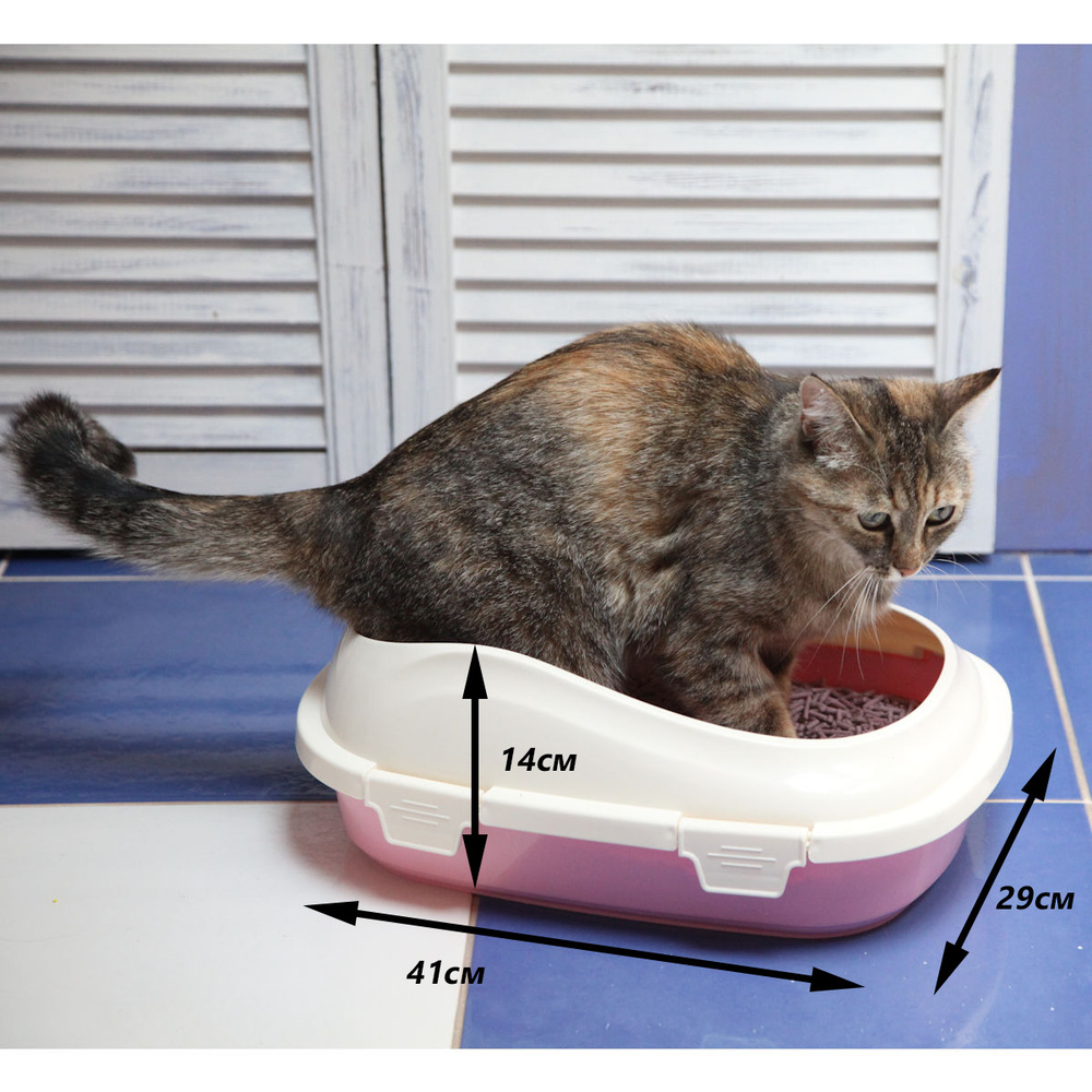Лоток для кошек большой с бортом Шурум-Бурум кошачий туалет для кота и котят пластиковый лоток для кошки #1