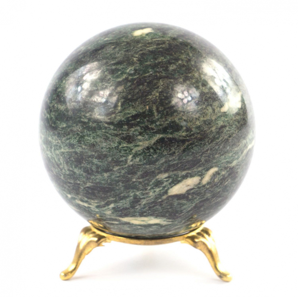 Шар 7,5 см из темно-зеленого змеевика / шар декоративный / шар для медитаций / каменный шарик / сувенир #1