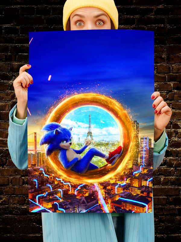 Постер интерьерный Соник, 70х46 см. Матовый яркий. Sonic #1
