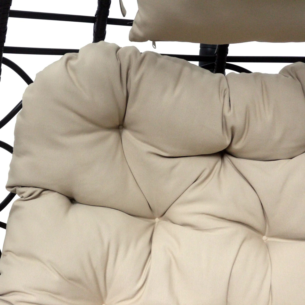 Кресло подвесное с опорой 102x200x126 см, искусственный ротанг, тёмно-коричневый/бежевый, новинка  #1