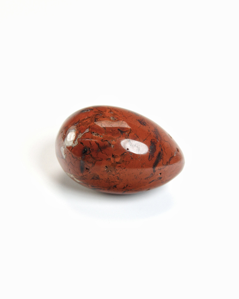 Красная яшма - 3 см, натуральный камень, галтовка, яйцо, 1 шт - для декора, поделок, бижутерии  #1