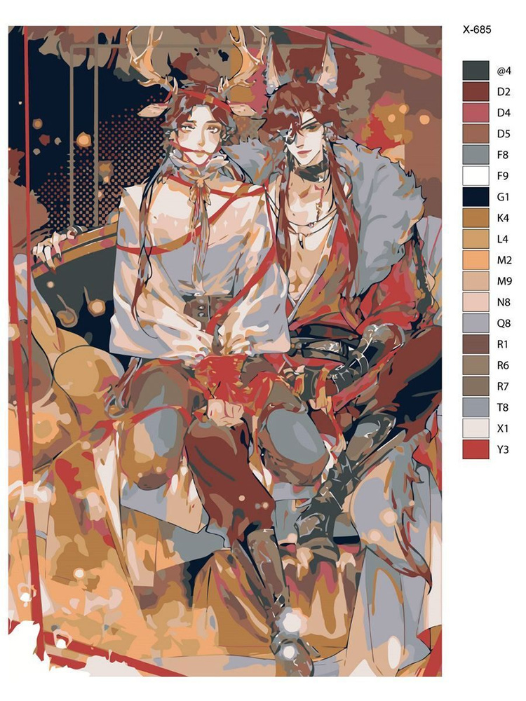 Картина по номерам X-685 "Аниме - Благословение небожителей. Чэн xуа и Лянь Се" 80x120  #1