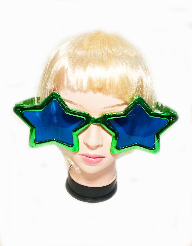Очки пластиковые Звезды зеленые большие #1