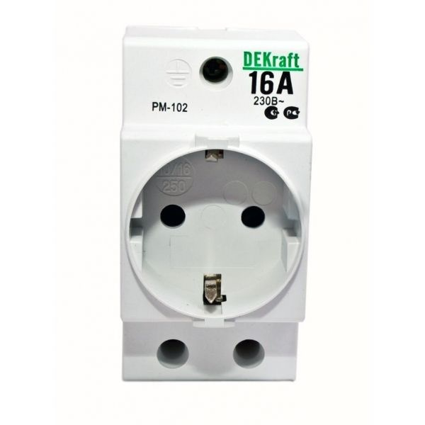 Розетка 16А 220В 2P+PEN на DIN-рейку PM-102 SchE SCHNEIDER ELECTRIC 18012DEK (1 шт.)  #1