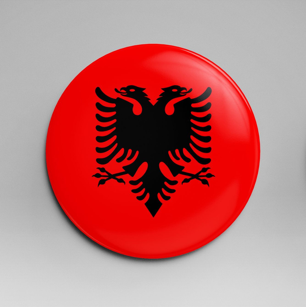 Зеркало карманное 58 мм флаг Албания #1