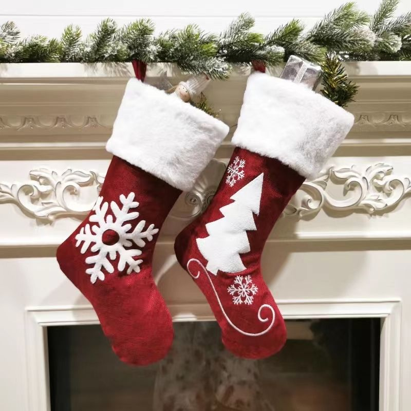 Новогодний чулок (рождественский носок) Ёлка и снежинка 2 шт.  #1