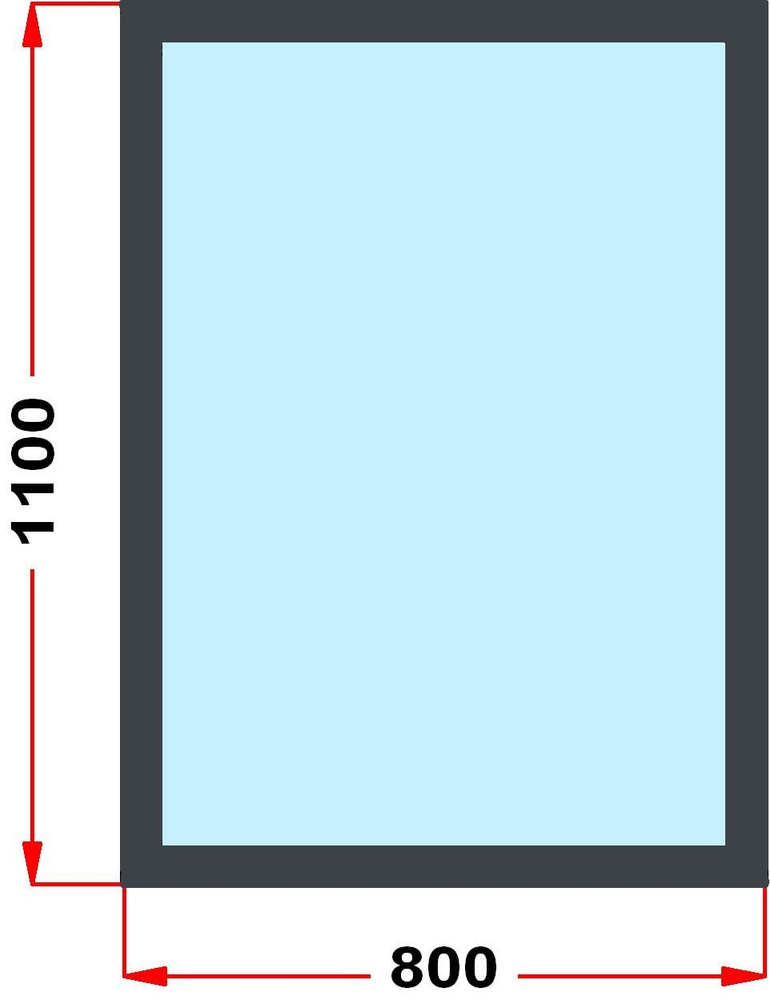 Окно из профиля Grunder 60 мм (1100 x 800) , не открывающееся, стеклопакет 3 стекла, темно-серое снаружи, #1