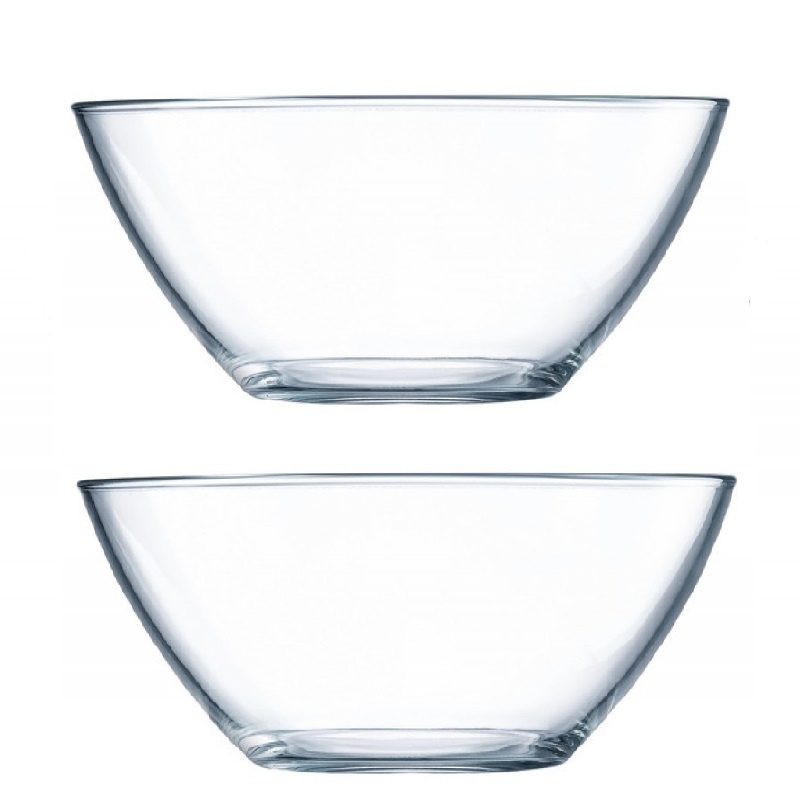Набор салатников глубоких из прозрачного упрочненного стекла 2 литра, диаметр 215 мм, 2 штуки  #1