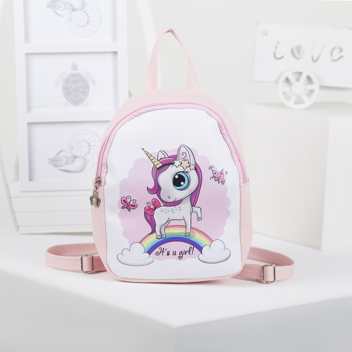 Детский рюкзак для девочки, отдел на молнии, цвет розовый, "Единорог"  #1