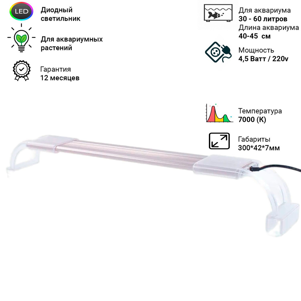 Диодный светильник для аквариума и растений Sunsun ADP-300J 300 мм ...