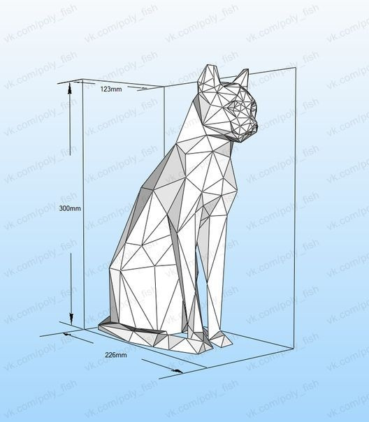Набор для творчества "Кот" (полигональная фигура, бумажный 3D конструктор, оригами, подарок ребенку) #1