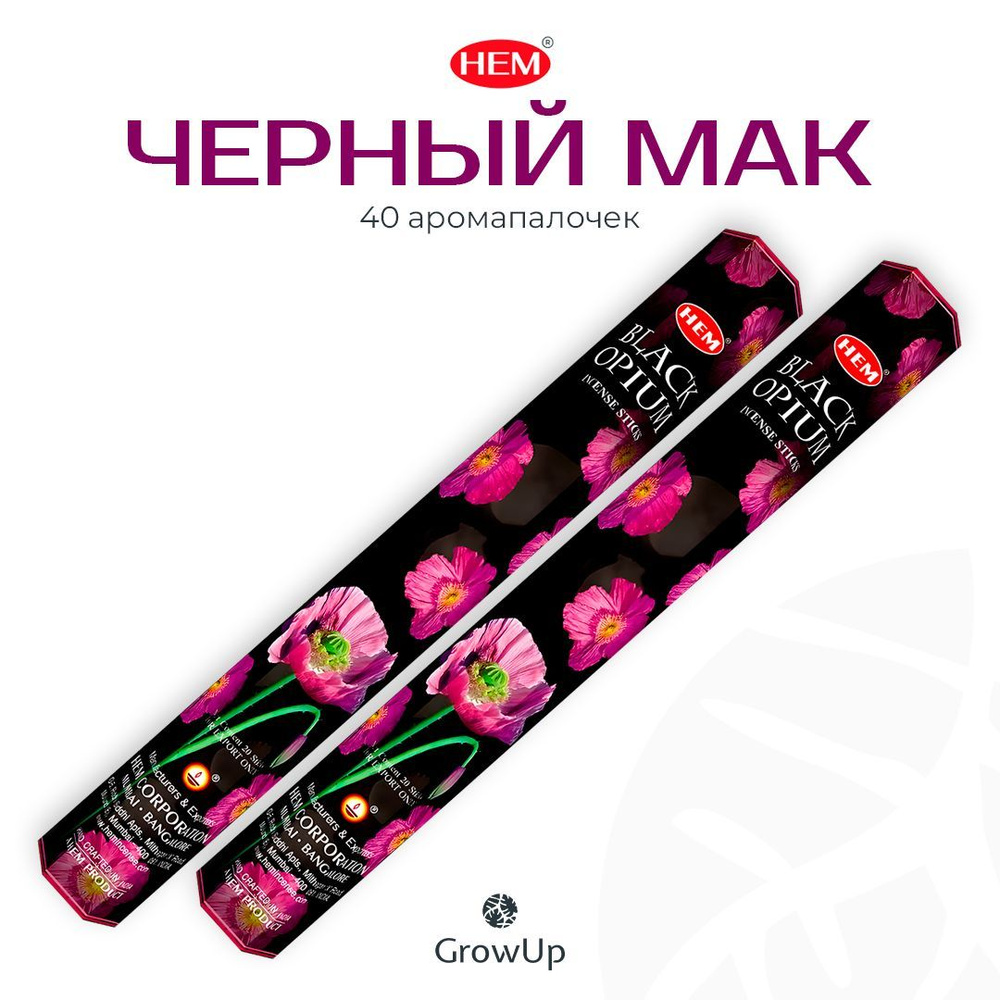 HEM Черный Опиум - 2 упаковки по 20 шт - ароматические благовония, палочки, Black Opium - Hexa ХЕМ  #1
