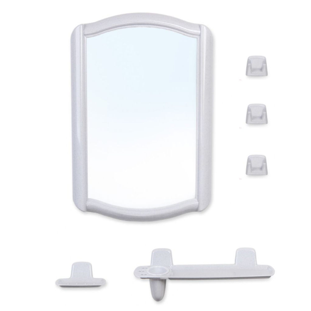 Зеркало 35х52 см, прямоугольное, белый мрамор, с полочкой, Berossi  #1