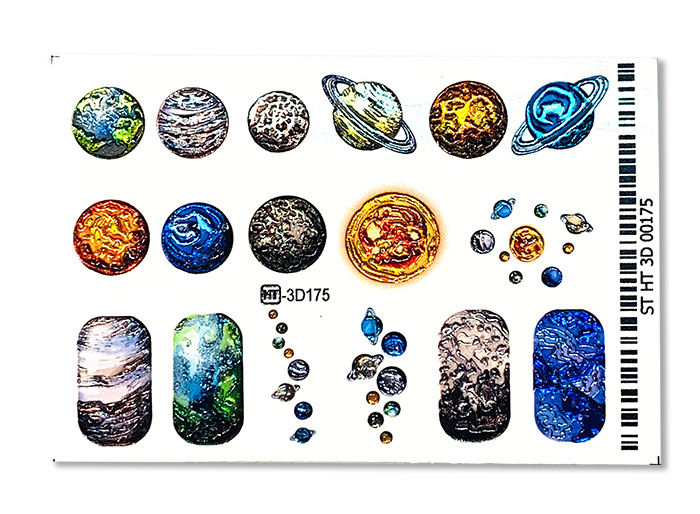 Anna Tkacheva, 3D Crystal водные наклейки для ногтей Космос Планеты, 3D-HT-175-CL  #1