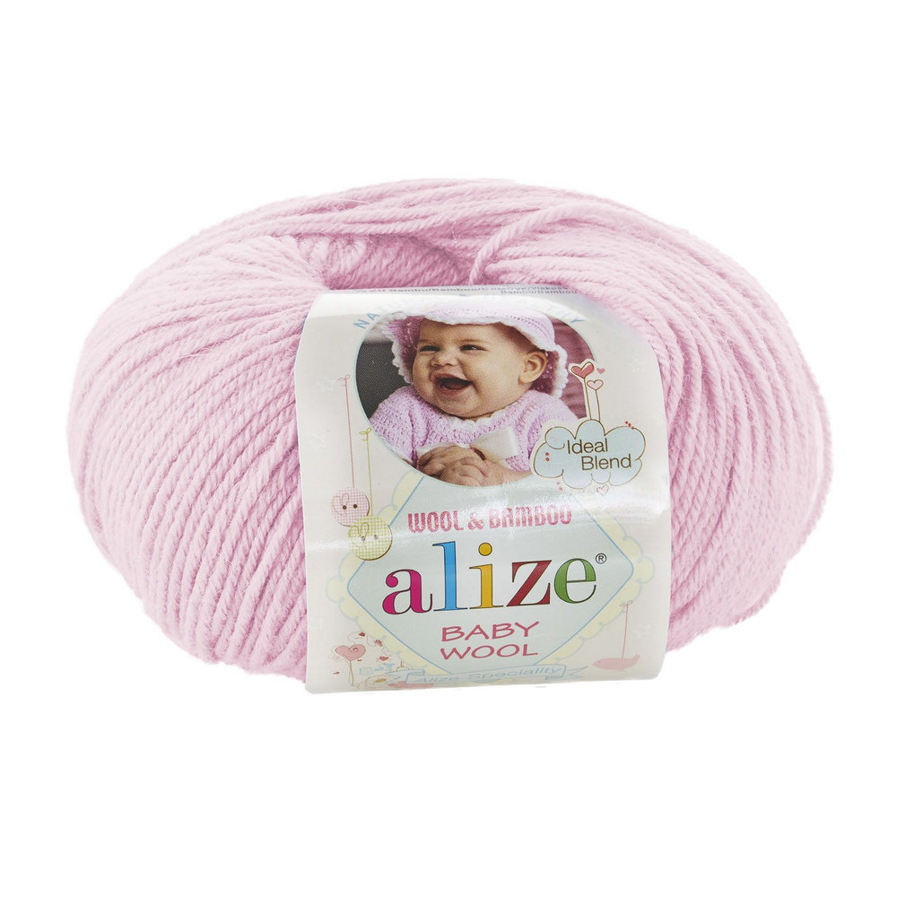 Бэби шерсть, вул Baby Wool упаковка 10 мотков 50 г. 175 40% шерсть 20% бамбук 40% акрил цвет 185 светло-розовый #1