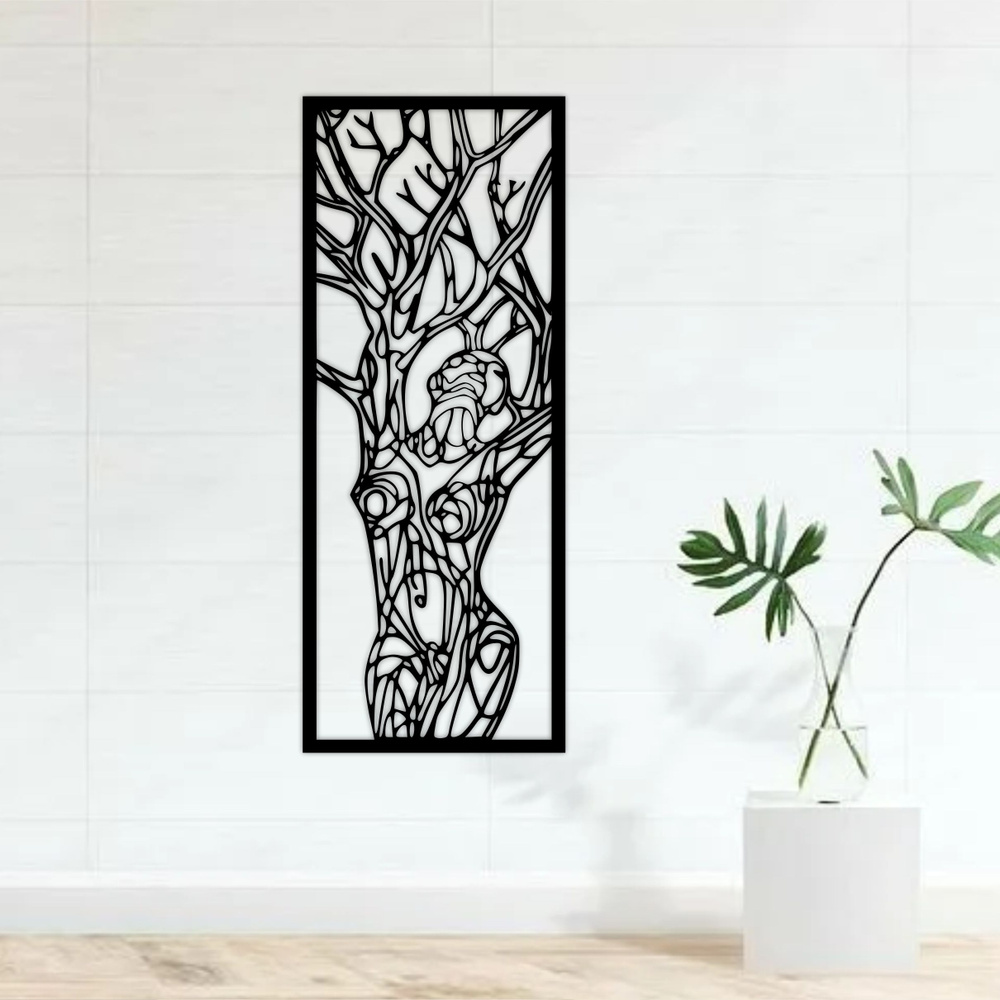 Панно настенное из дерева "Девушка дерево" 40х100см / декор для дома  #1