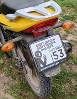 Сувенирный номер на мопед мото велосипед металлический рельефный светоотражающий с вашим регионом и изображением 190*145 мм #29, Алексей Г.