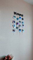 Фоторамка коллаж "Moments" черная, гирлянда с прищепками, мудборд, держатель для фото, мультирамка из дерева, панно для фото, декор стен, семейное дерево #45, Полина Г.