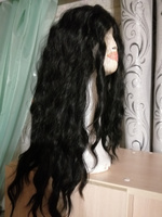 Длинные вьющиеся парики для женщин. Черные афро волосы. Имитация натуральных волос, черный #7, Наталья Т.