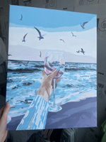 Картина по номерам холст на подрамнике 40х50 "С бокалом у моря" #87, Александра З.