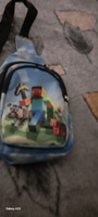 Рюкзак детский на плечо Майнкрафт Стив, цвет - светло-синий / Cумка для мелочей детская Minecraft, сумка для телефона #111, Павел Д.