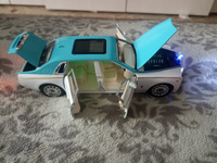 Машинка металлическая инерционная, игрушка детская для мальчика коллекционная модель 1:24 Rolls-Royce ; Ролс Ройс белый;бирюзовый #17, Ирина Д.