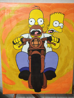 Картина по номерам на холсте с подрамником 40х50 Симпсоны на байке / картины по номерам Гомер Симпсон #194, Виктория Н.