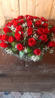 Искусственные цветы на кладбище, венок "Бархатные Розы", 50см*30см, Мастер Венков #5, Алена С.
