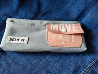 Пенал-косметичка "Move fast" текстиль, 1 отделение, 2 внешних кармана на кнопке, голубой #7, Анна Д.