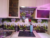 Фартук АБС кухонный на стену Орхидеи белые 3000х600х0,75 мм (упаковка 1 штука) #14, Елена П.
