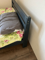 Кровать Мишка лакированная усиленная из массива сосны с основанием 200х120 см (габариты 210х130), цвет антрацит #6, Евгения Т.