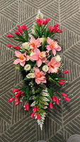 Цветы искусственные на кладбище, композиция "Роза, крокус и орхидея", 80 см*30 см, Мастер Венков #39, Анастасия Н.