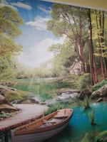 Фотообои на стену флизелиновые природа лес ПЕРВОЕ АТЕЛЬЕ "Лодка на реке в лесу" 200х150 см (ШхВ), моющиеся, Premium #4, Наталия Р.