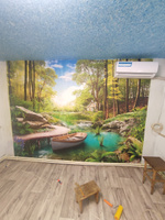 Фотообои на стену флизелиновые природа лес ПЕРВОЕ АТЕЛЬЕ "Лодка на реке в лесу" 300х225 см (ШхВ), моющиеся, Premium #2, Дмитрий С.