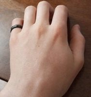 Кольцо из стали "Сердцебиение", мужское и женское черное ширина 6 мм. размер 17.5 #25, Дана Х.